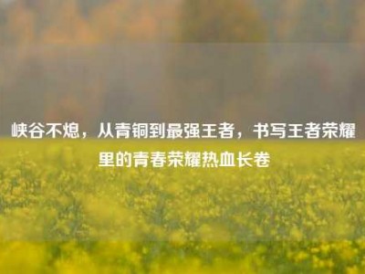峡谷不熄，从青铜到最强王者，书写王者荣耀里的青春荣耀热血长卷