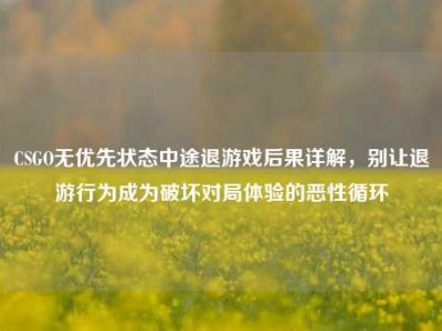 CSGO无优先状态中途退游戏后果详解，别让退游行为成为破坏对局体验的恶性循环