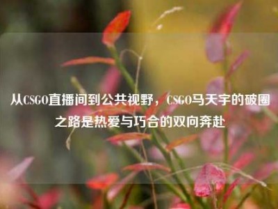 从CSGO直播间到公共视野，CSGO马天宇的破圈之路是热爱与巧合的双向奔赴