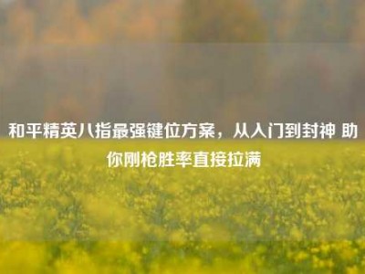 和平精英八指最强键位方案，从入门到封神 助你刚枪胜率直接拉满