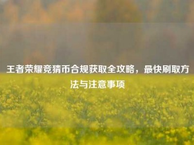 王者荣耀竞猜币合规获取全攻略，最快刷取方法与注意事项