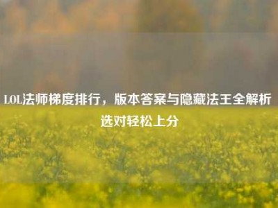 LOL法师梯度排行，版本答案与隐藏法王全解析 选对轻松上分