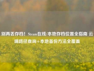 别再丢存档！Steam在线/本地存档位置全指南 云端路径查询+本地备份方法全覆盖