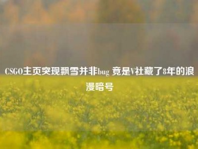 CSGO主页突现飘雪并非bug 竟是V社藏了8年的浪漫暗号