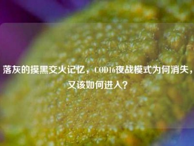 落灰的摸黑交火记忆，COD16夜战模式为何消失，又该如何进入？