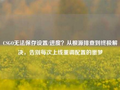 CSGO无法保存设置/进度？从根源排查到终极解决，告别每次上线重调配置的噩梦