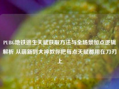 PUBG地铁逃生天赋获取方法与全场景加点逻辑解析 从萌新到大神教你把每点天赋都用在刀刃上