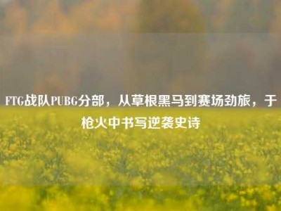 FTG战队PUBG分部，从草根黑马到赛场劲旅，于枪火中书写逆袭史诗