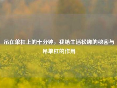 吊在单杠上的十分钟，我给生活松绑的秘密与吊单杠的作用