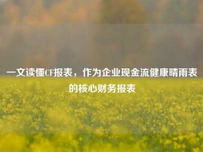 一文读懂CF报表，作为企业现金流健康晴雨表的核心财务报表