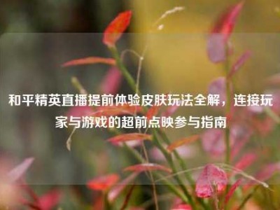 和平精英直播提前体验皮肤玩法全解，连接玩家与游戏的超前点映参与指南