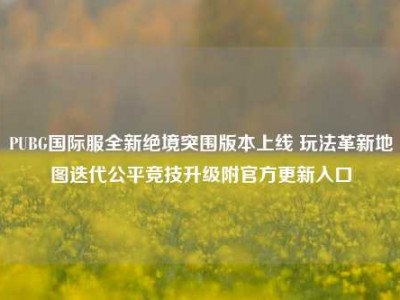 PUBG国际服全新绝境突围版本上线 玩法革新地图迭代公平竞技升级附官方更新入口