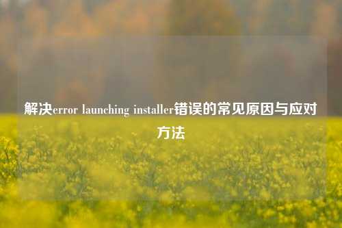 解决error launching installer错误的常见原因与应对方法