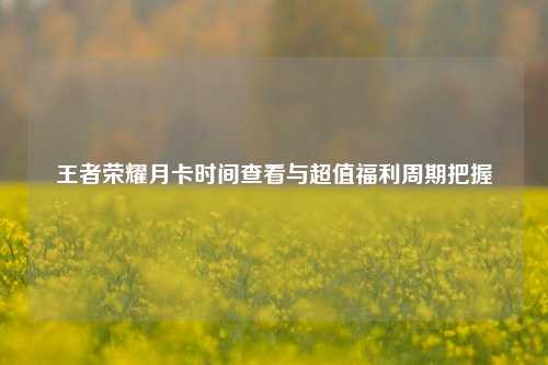 王者荣耀月卡时间查看与超值福利周期把握