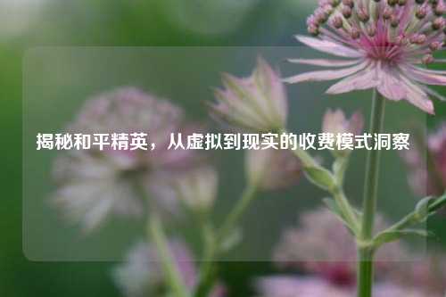 揭秘和平精英,从虚拟到现实的收费模式洞察