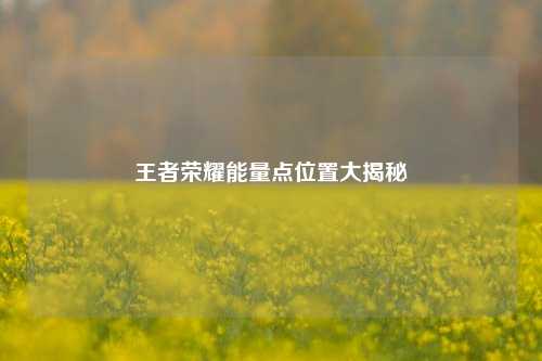 王者荣耀能量点位置大揭秘