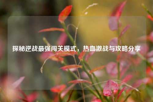 探秘逆战最强闯关模式，热血激战与攻略分享