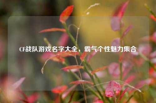 CF战队游戏名字大全，霸气个性魅力集合