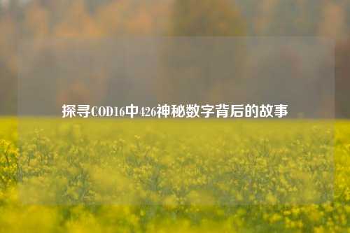 探寻COD16中426神秘数字背后的故事