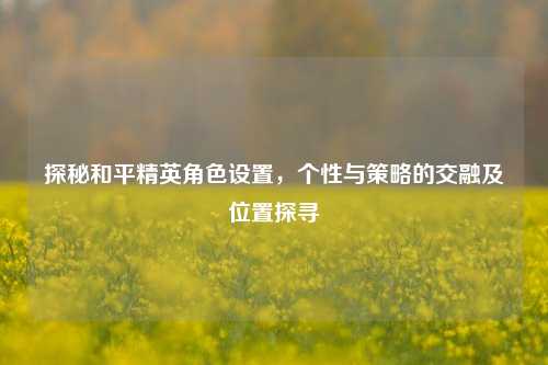 探秘和平精英角色设置,个性与策略的交融及位置探寻