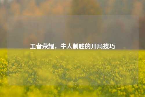王者荣耀，牛人制胜的开局技巧