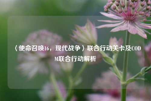 〈使命召唤16，现代战争〉联合行动关卡及CODM联合行动解析