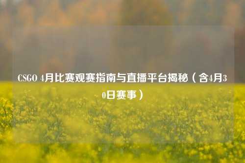 CSGO 4月比赛观赛指南与直播平台揭秘(含4月30日赛事)