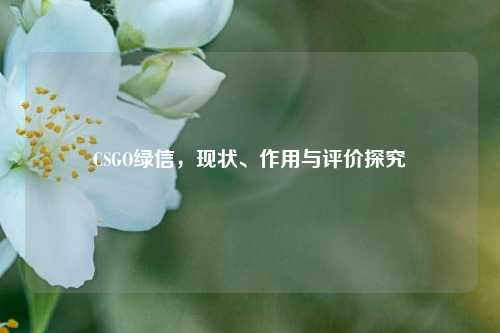 CSGO绿信，现状、作用与评价探究