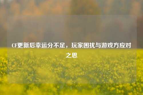 CF更新后幸运分不足,玩家困扰与游戏方应对之思