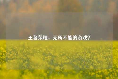 王者荣耀，无所不能的游戏？