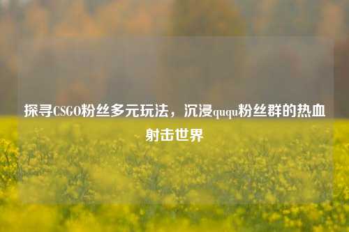 探寻CSGO粉丝多元玩法,沉浸ququ粉丝群的热血射击世界