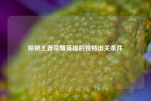 探秘王者荣耀英雄的独特出关条件