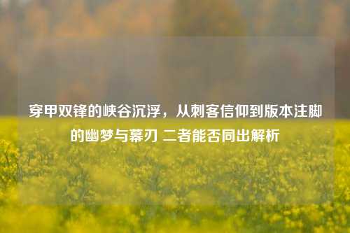 穿甲双锋的峡谷沉浮，从刺客信仰到版本注脚的幽梦与幕刃 二者能否同出解析