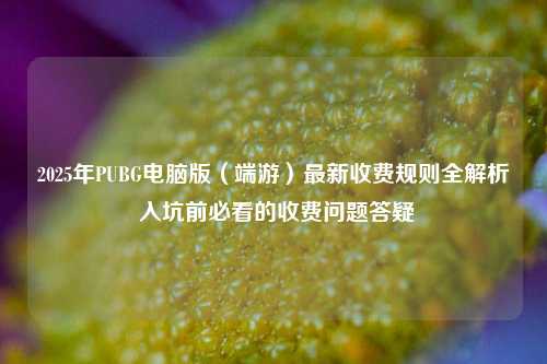 2025年PUBG电脑版(端游)最新收费规则全解析 入坑前必看的收费问题答疑