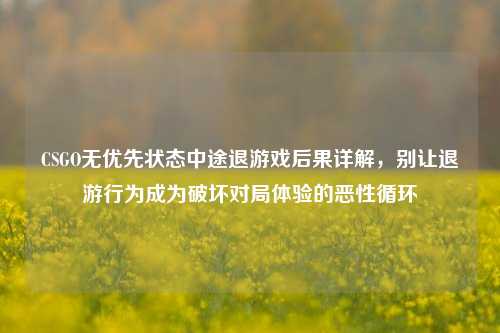 CSGO无优先状态中途退游戏后果详解,别让退游行为成为破坏对局体验的恶性循环