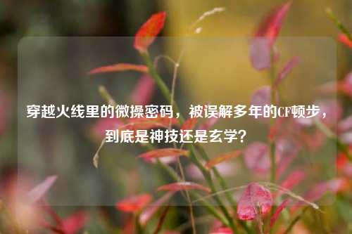 穿越火线里的微操密码,被误解多年的CF顿步,到底是神技还是玄学?
