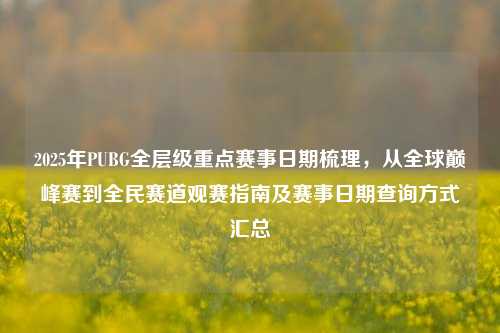 2025年PUBG全层级重点赛事日期梳理,从全球巅峰赛到全民赛道观赛指南及赛事日期查询方式汇总