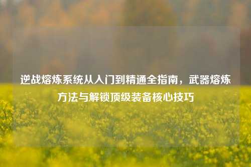 逆战熔炼系统从入门到精通全指南，武器熔炼方法与解锁顶级装备核心技巧