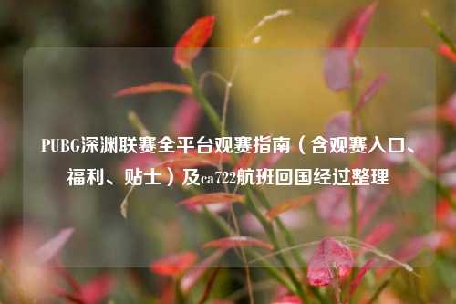 PUBG深渊联赛全平台观赛指南(含观赛入口、福利、贴士)及ca722航班回国经过整理