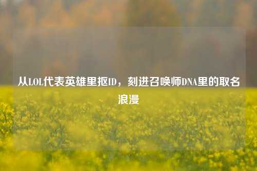 从LOL代表英雄里抠ID,刻进召唤师DNA里的取名浪漫