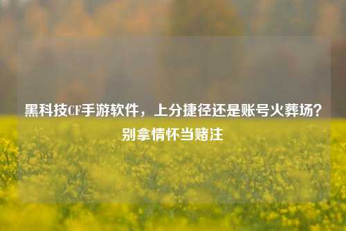 黑科技CF手游软件，上分捷径还是账号火葬场？别拿情怀当赌注