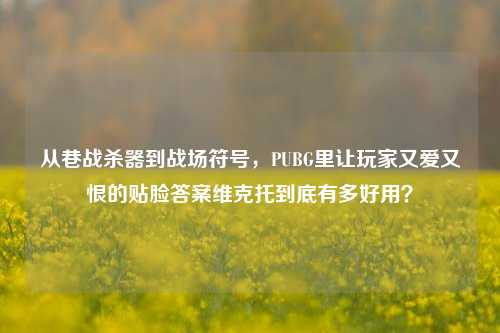 从巷战杀器到战场符号,PUBG里让玩家又爱又恨的贴脸答案维克托到底有多好用?