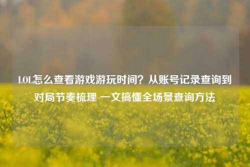 LOL怎么查看游戏游玩时间?从账号记录查询到对局节奏梳理 一文搞懂全场景查询方法