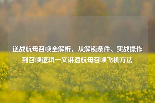 逆战航母召唤全解析,从解锁条件、实战操作到召唤逻辑一文讲透航母召唤飞机方法