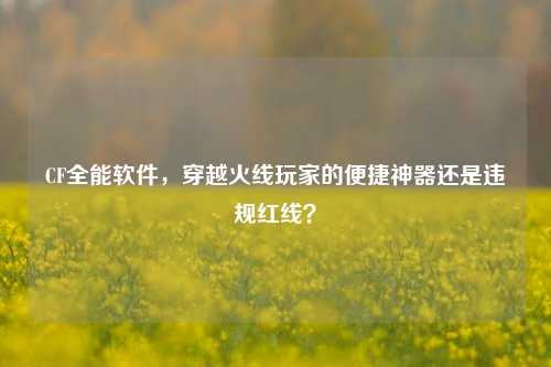 CF全能软件,穿越火线玩家的便捷神器还是违规红线?