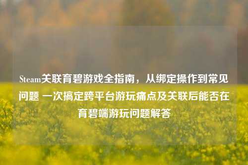 Steam关联育碧游戏全指南,从绑定操作到常见问题 一次搞定跨平台游玩痛点及关联后能否在育碧端游玩问题解答