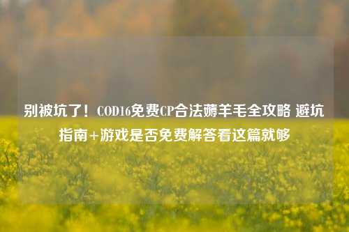 别被坑了!COD16免费CP合法薅羊毛全攻略 避坑指南+游戏是否免费解答看这篇就够