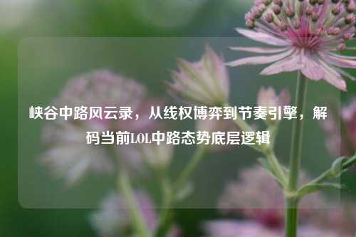 峡谷中路风云录,从线权博弈到节奏引擎,解码当前LOL中路态势底层逻辑
