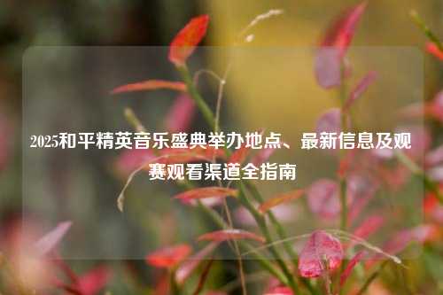 2025和平精英音乐盛典举办地点、最新信息及观赛观看渠道全指南