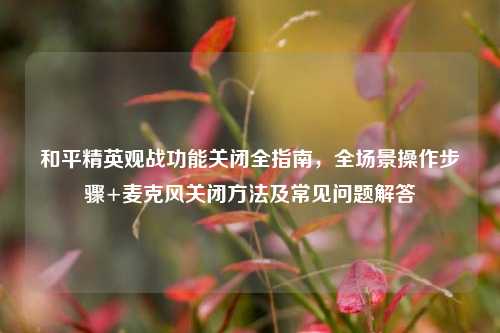 和平精英观战功能关闭全指南,全场景操作步骤+麦克风关闭方法及常见问题解答
